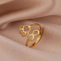 Geometric Dog Paw Open Adjustable Ring